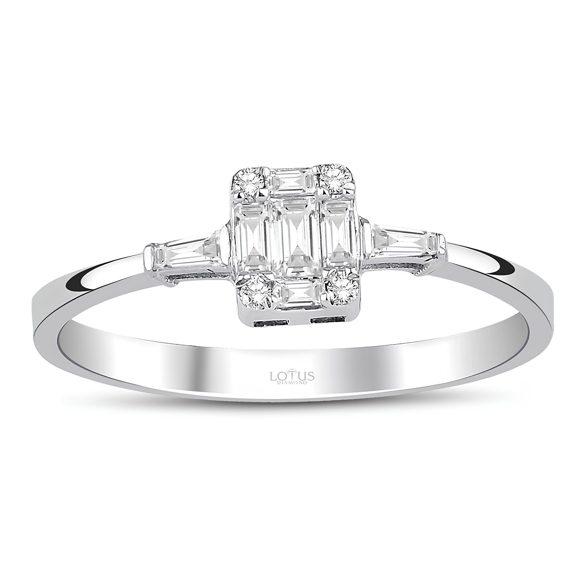 0.19 Karat Pırlanta Baget Yüzük