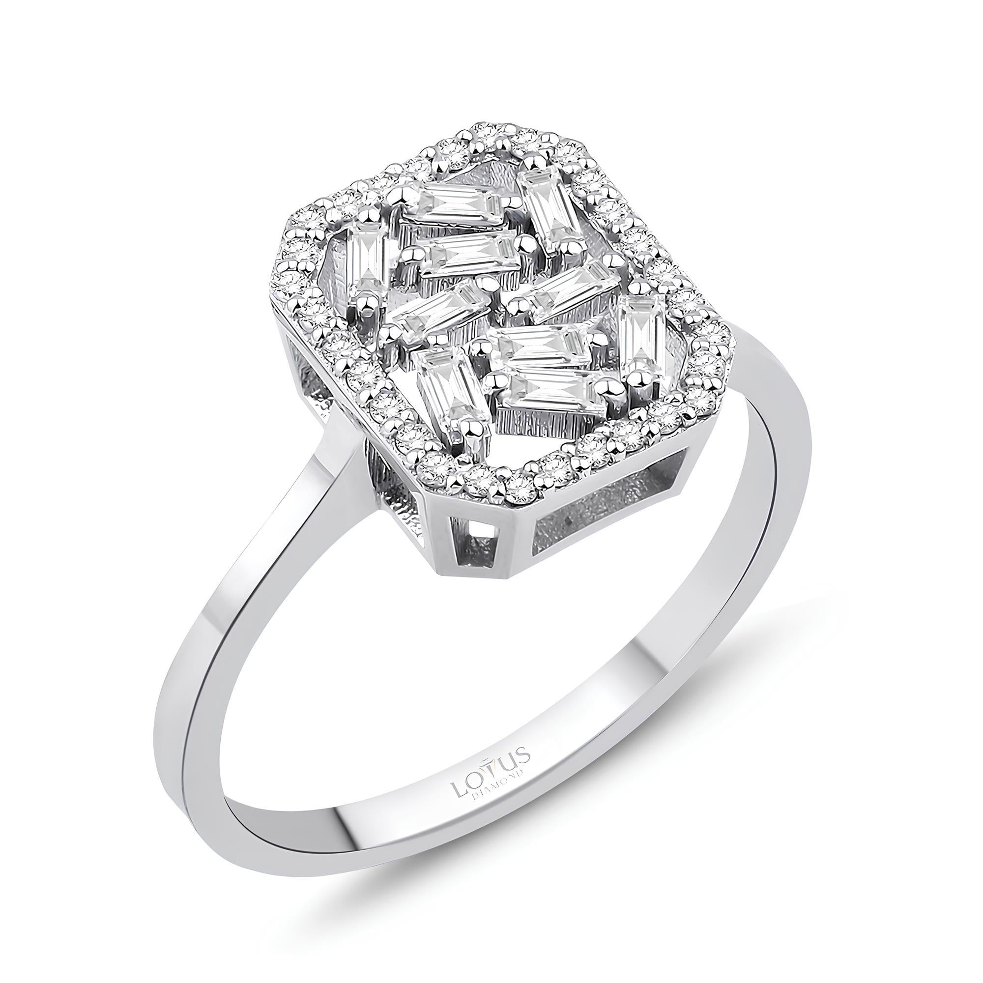 0.30 Karat Pırlanta Bagetli Yüzük