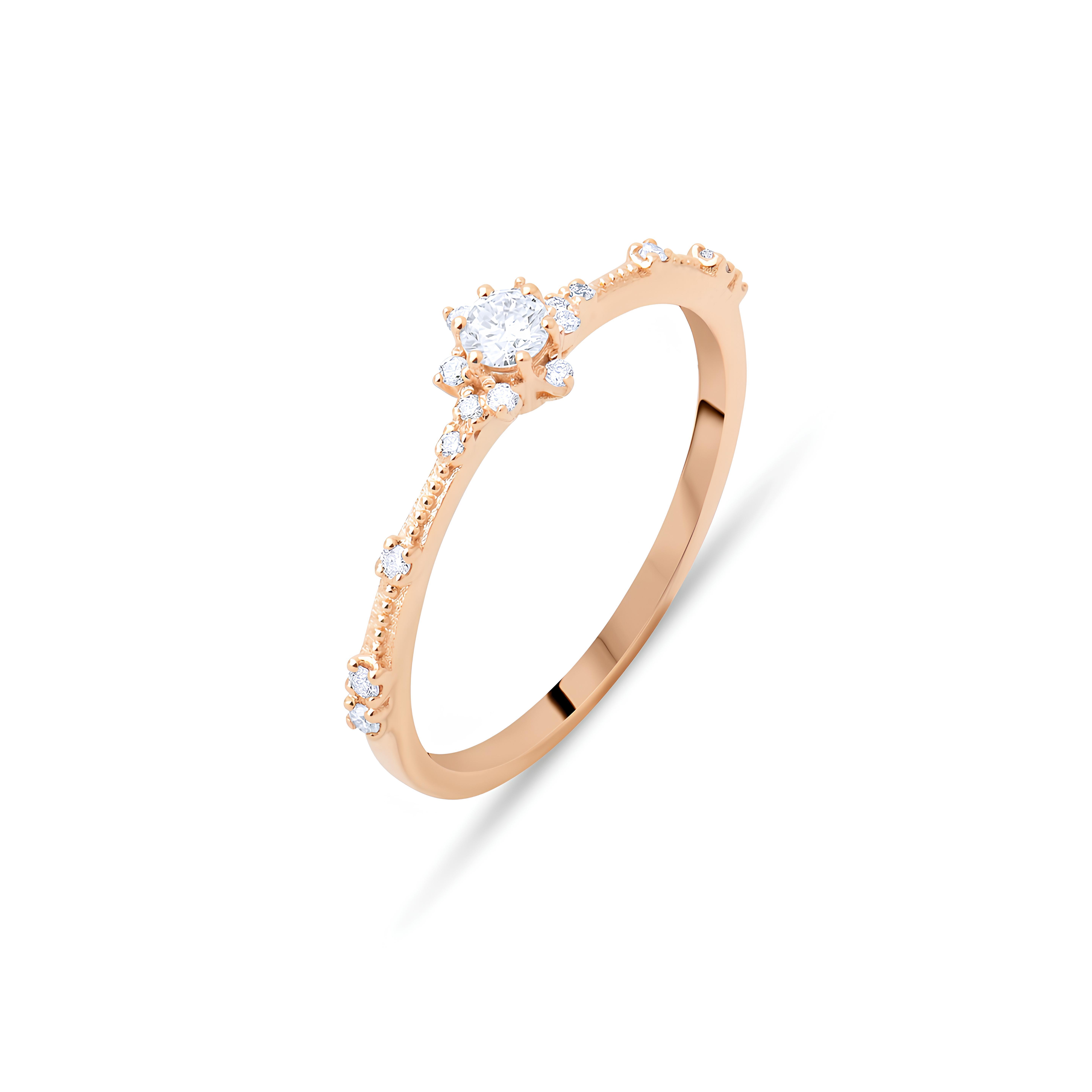 0.22 Karat Pırlanta Tasarım Yüzük Sevgililer Günü Özel