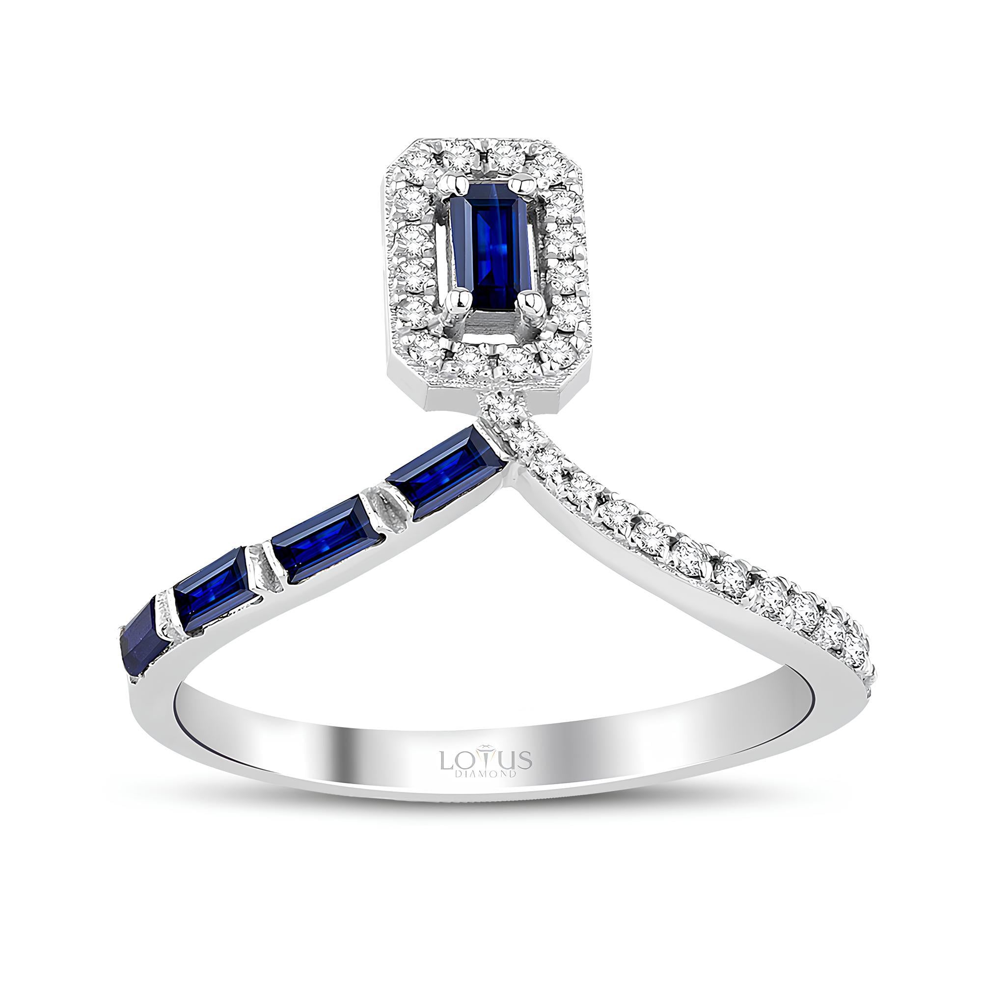 0.42 Karat Pırlanta Safir Yüzük