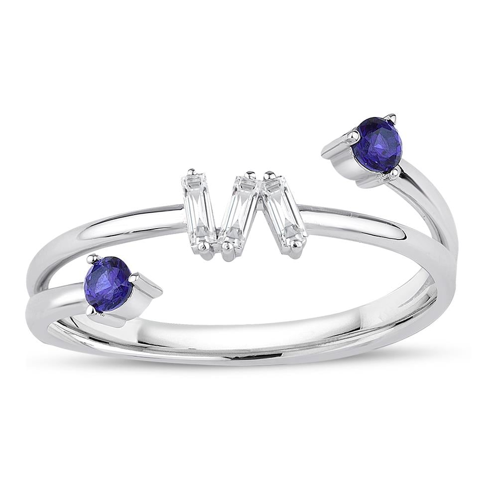 0.24 Karat Pırlanta Safir Baget Yüzük