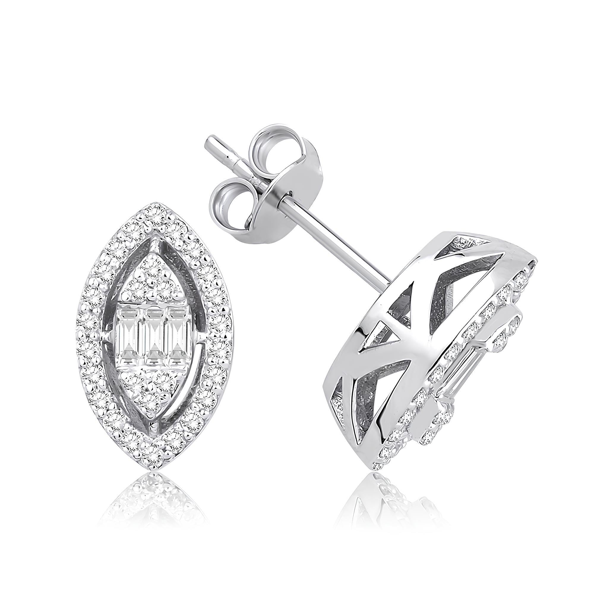 0.41 Karat Pırlanta Baget Tasarım Küpe