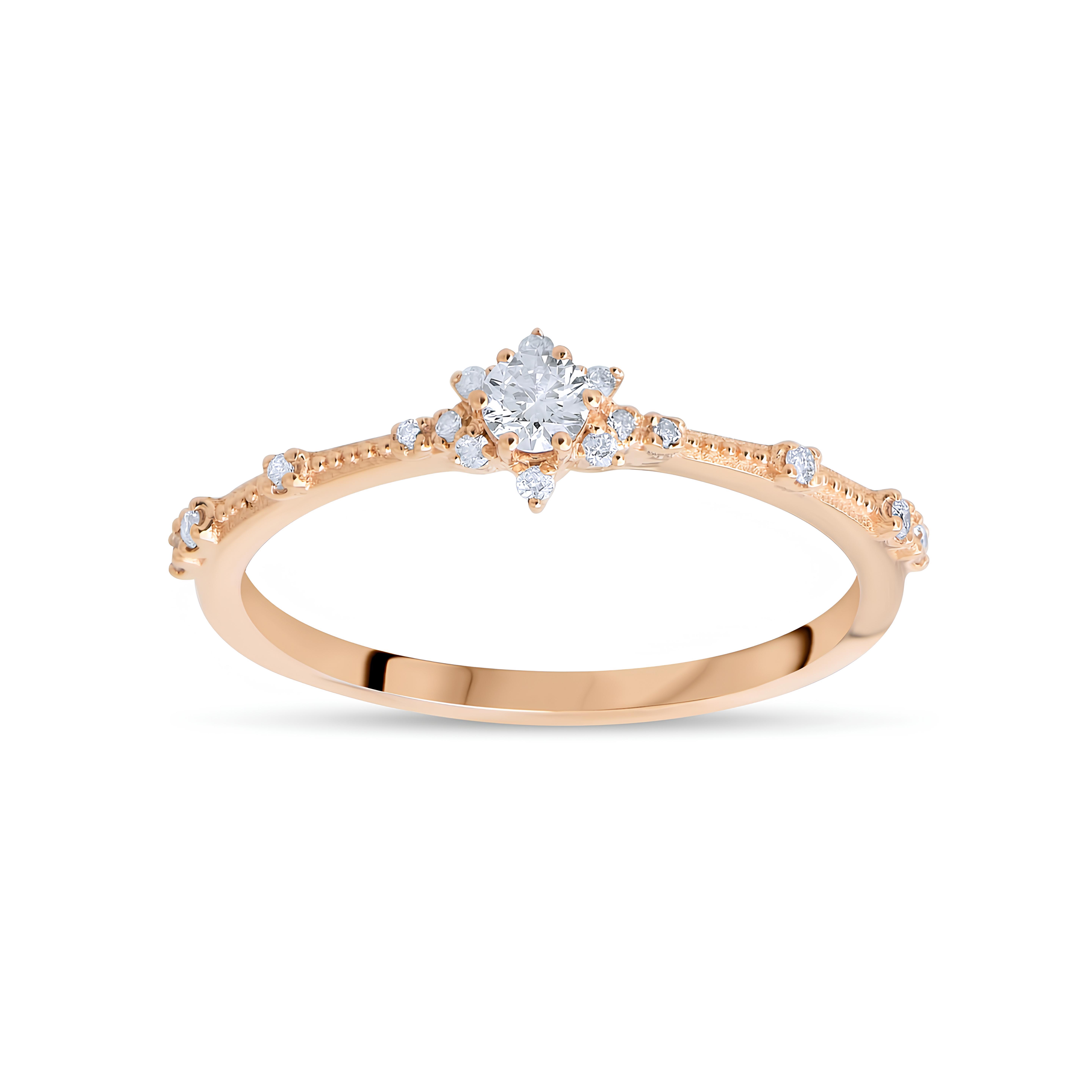 0.22 Karat Pırlanta Tasarım Yüzük Sevgililer Günü Özel