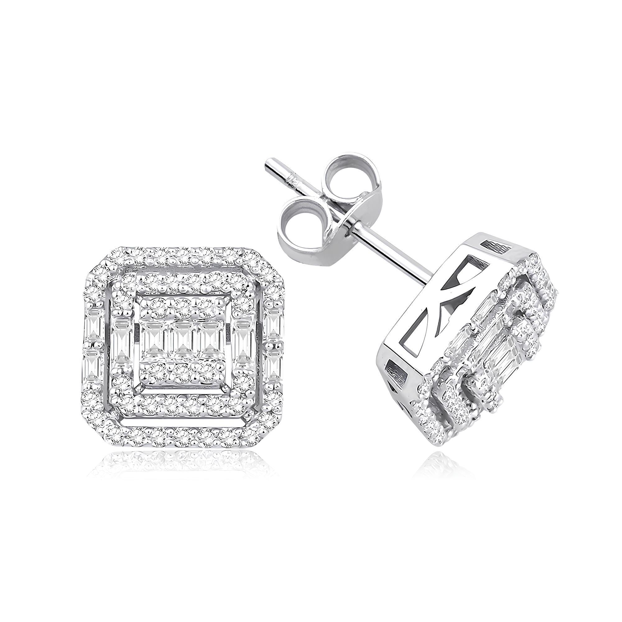 0.67 Karat Pırlanta Baget Küpe