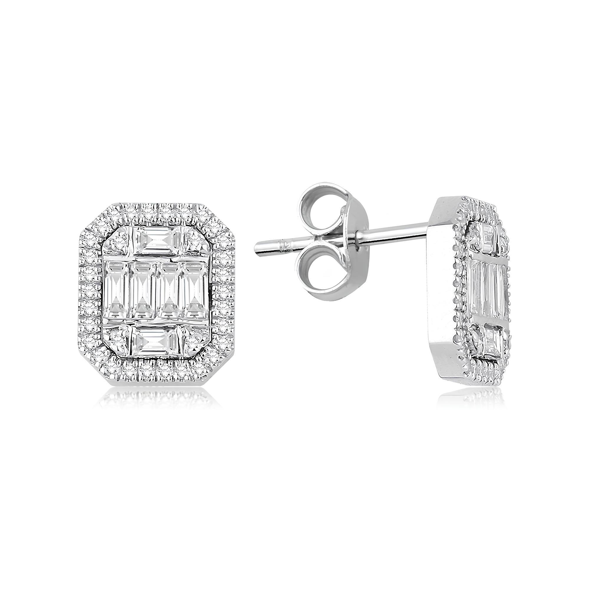 0.61 Karat Pırlanta Baget Küpe