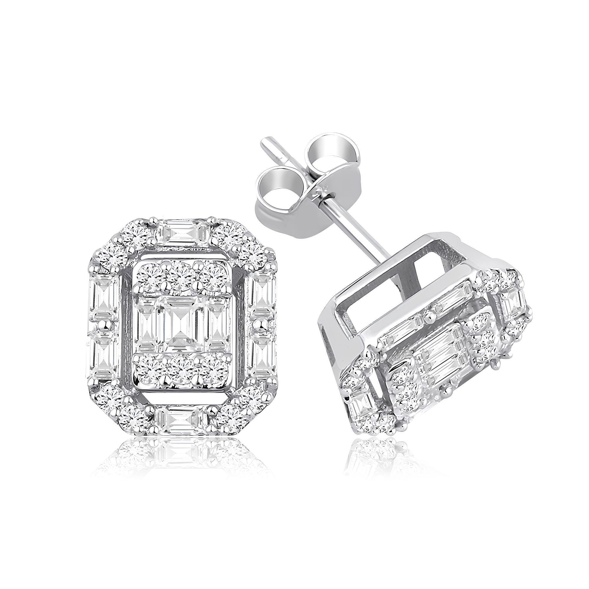 0.83 Karat Pırlanta Baget Küpe