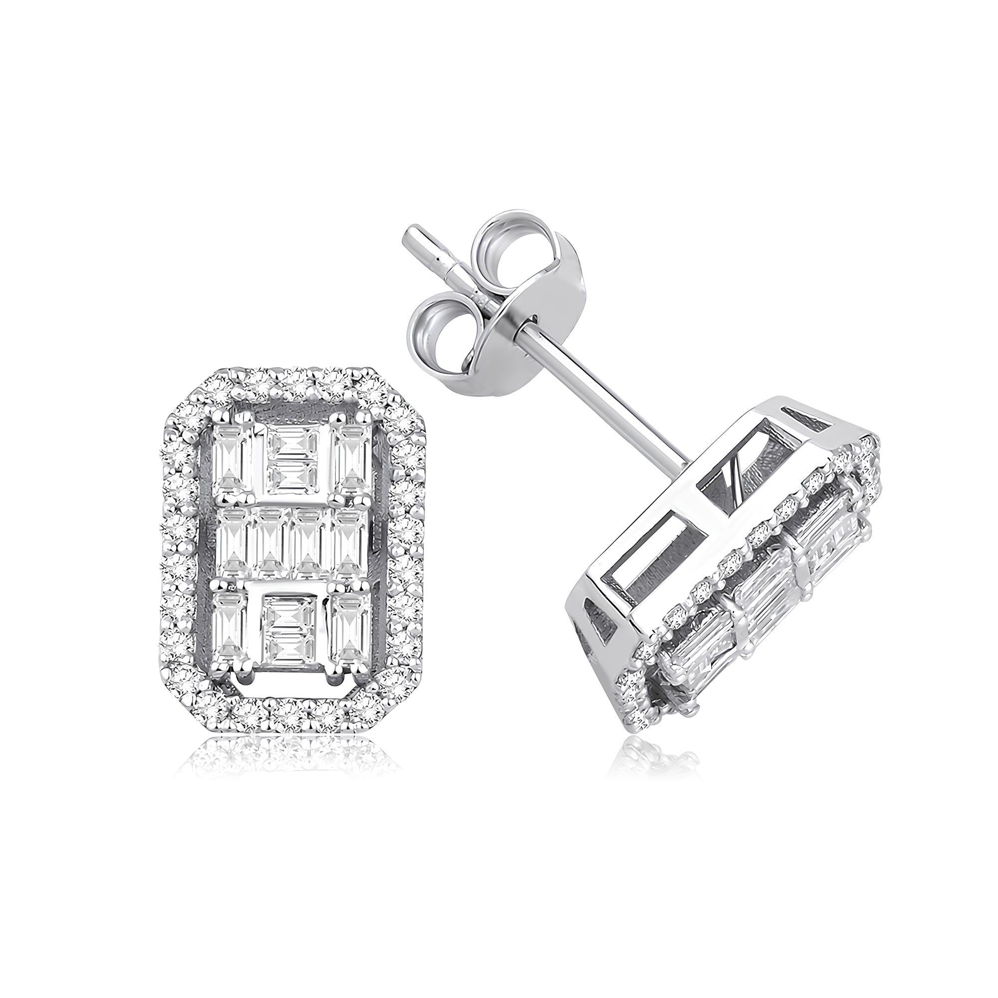 0.47 Karat Pırlanta Baget Küpe