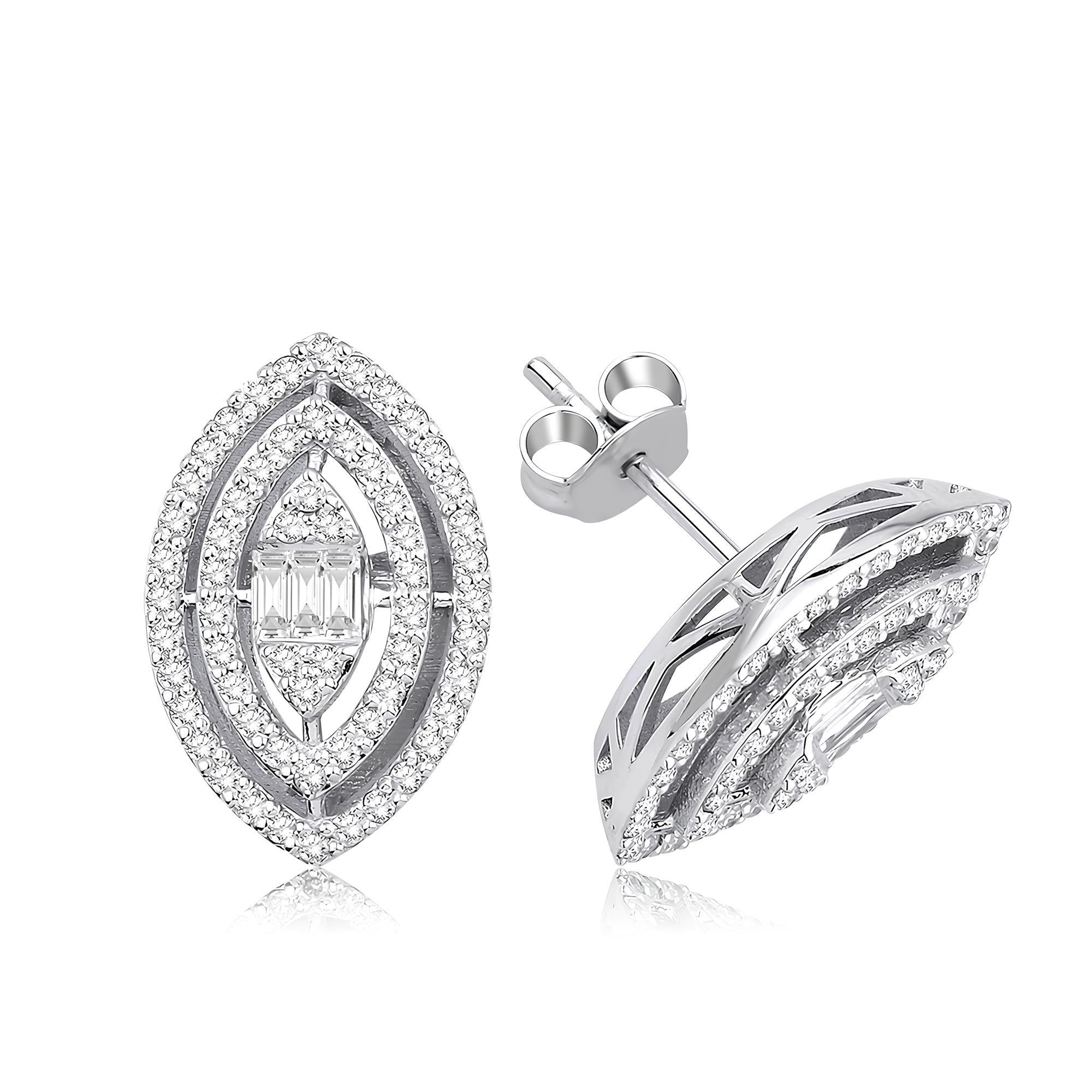 0.70 Karat Pırlanta Baget Tasarım Küpe