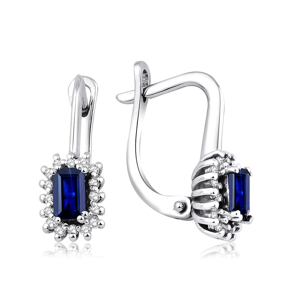 0.90 Karat Pırlanta Safir Küpe