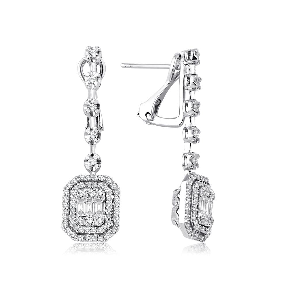 0.90 Karat Pırlanta Baget Küpe