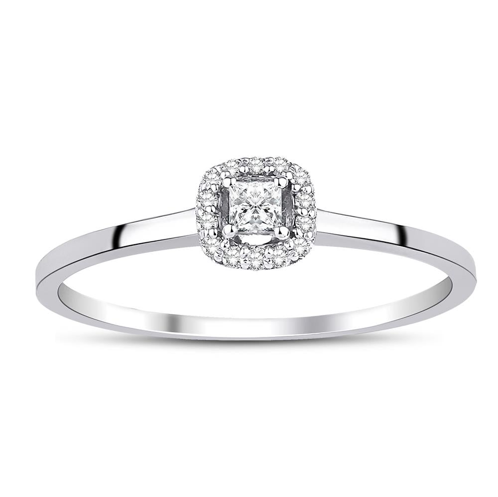 0.13 Karat Pırlanta Prenses Kesim Tasarım Yüzük