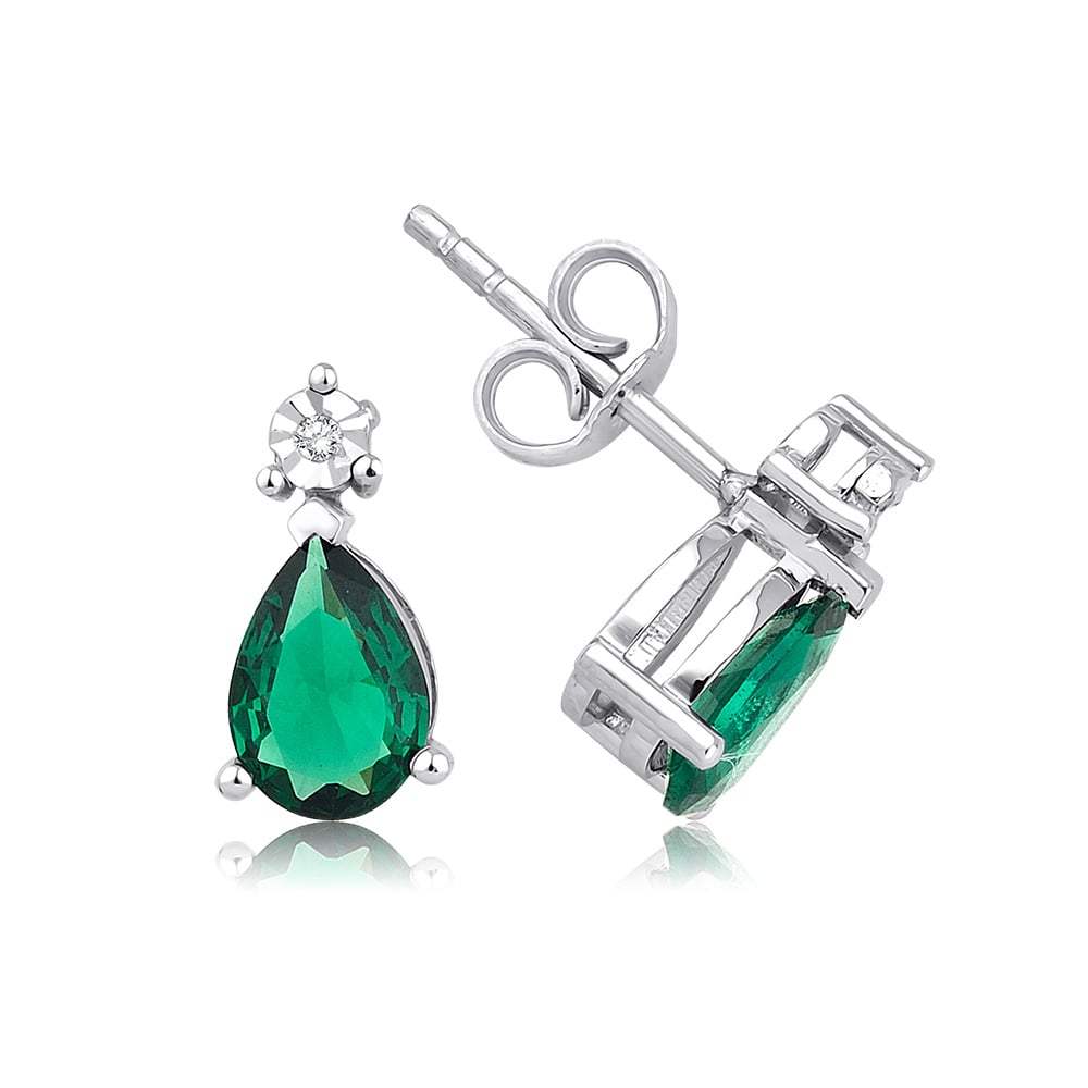 1.08 Karat Pırlanta Zümrüt Küpe