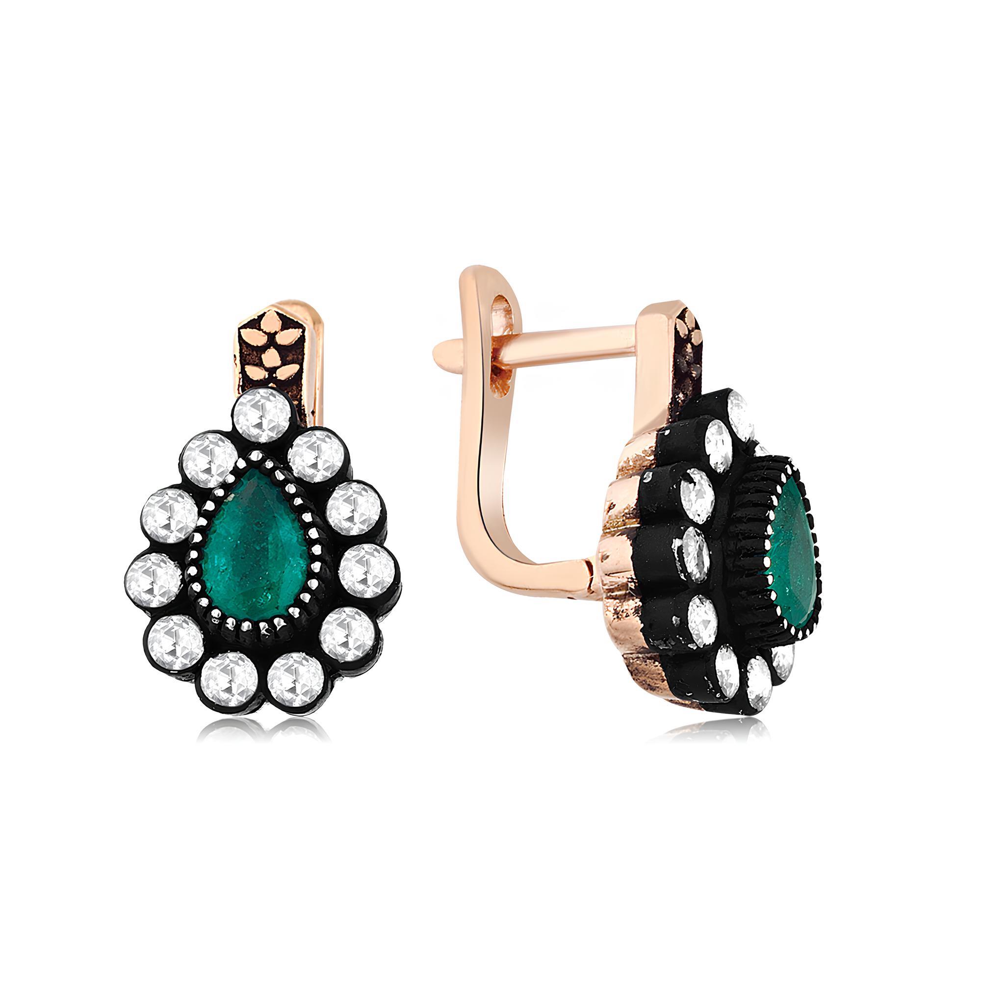 1.18 Karat Elmas Zümrüt Küpe