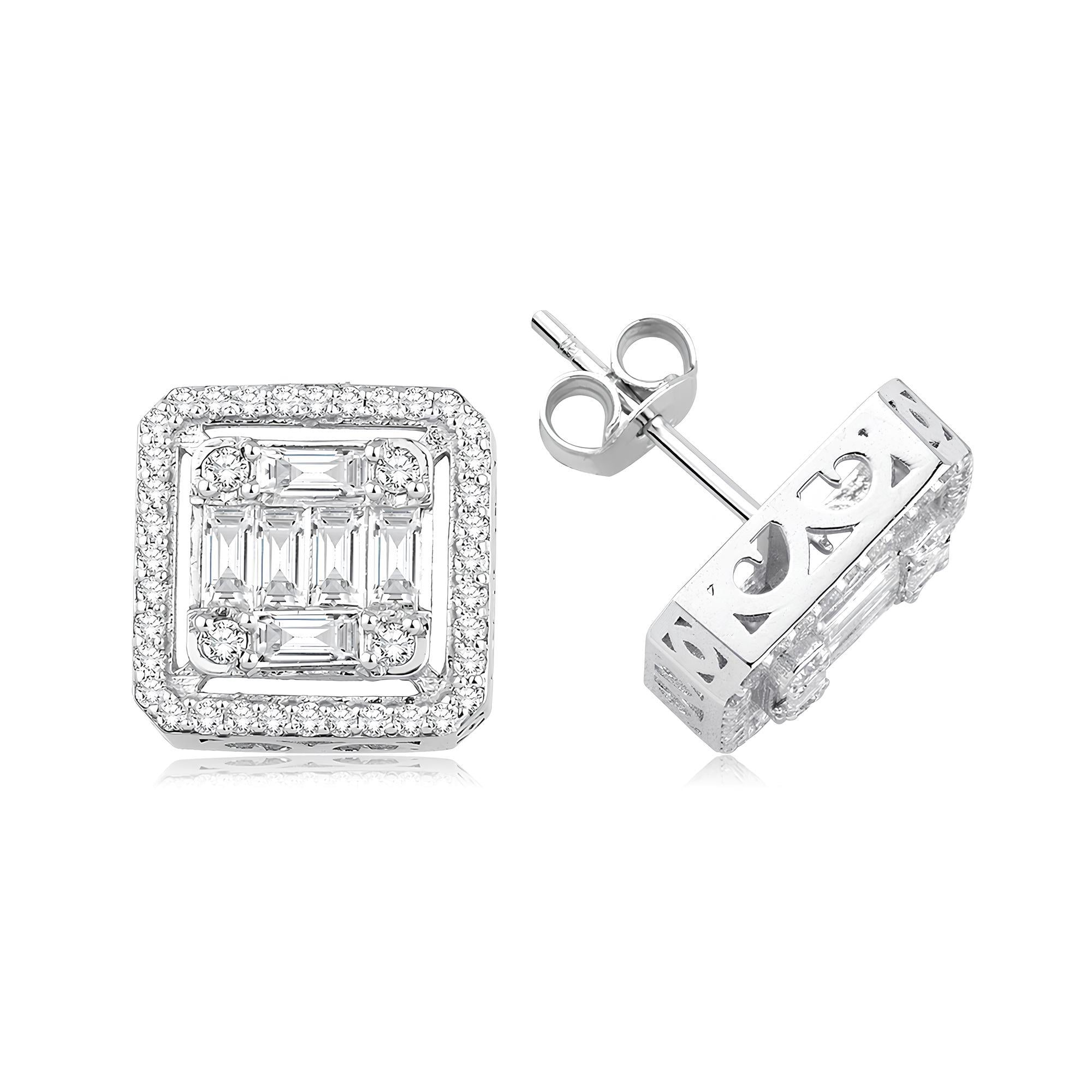 1.29 Karat Pırlanta Baget Küpe