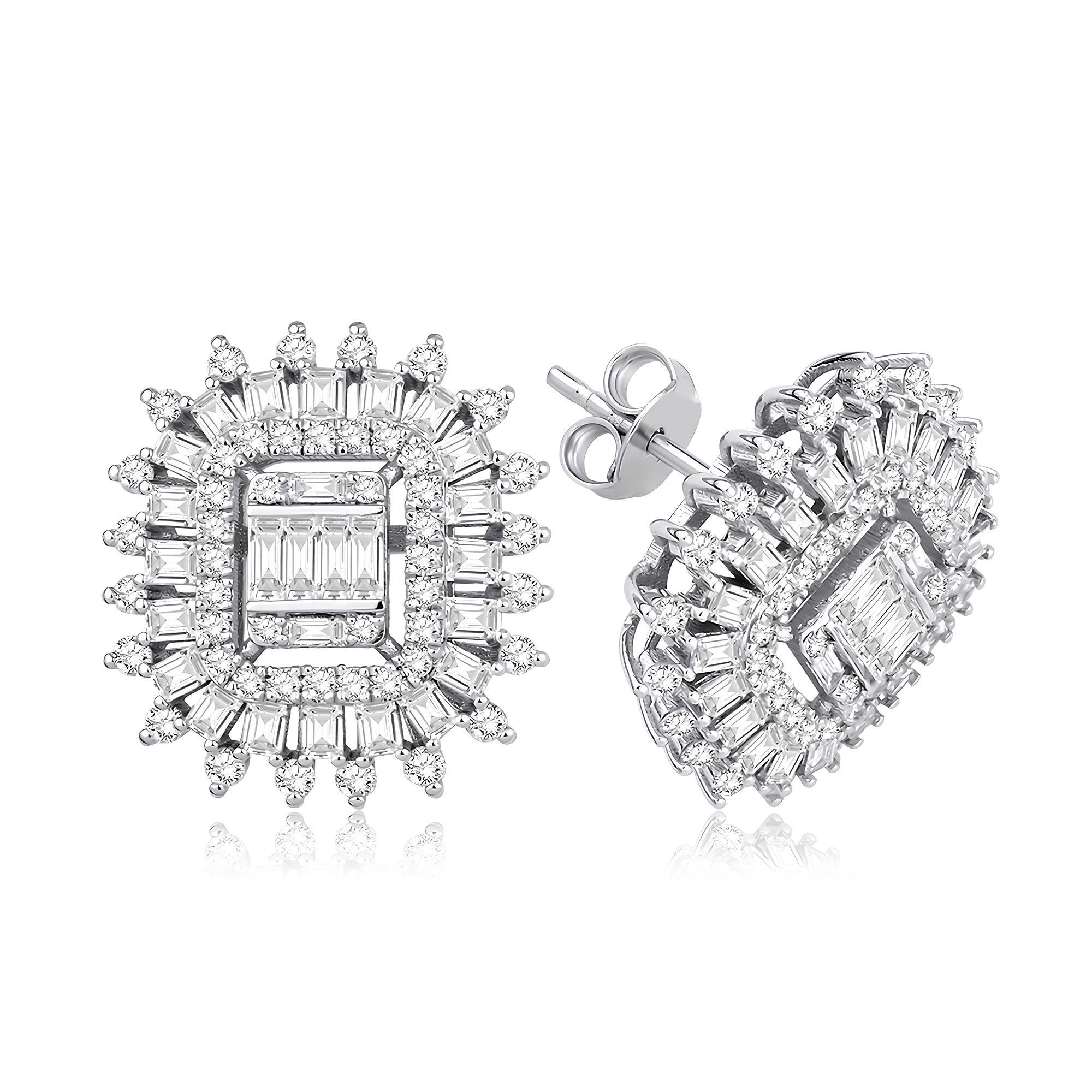 1.91 Karat Pırlanta Baget Küpe