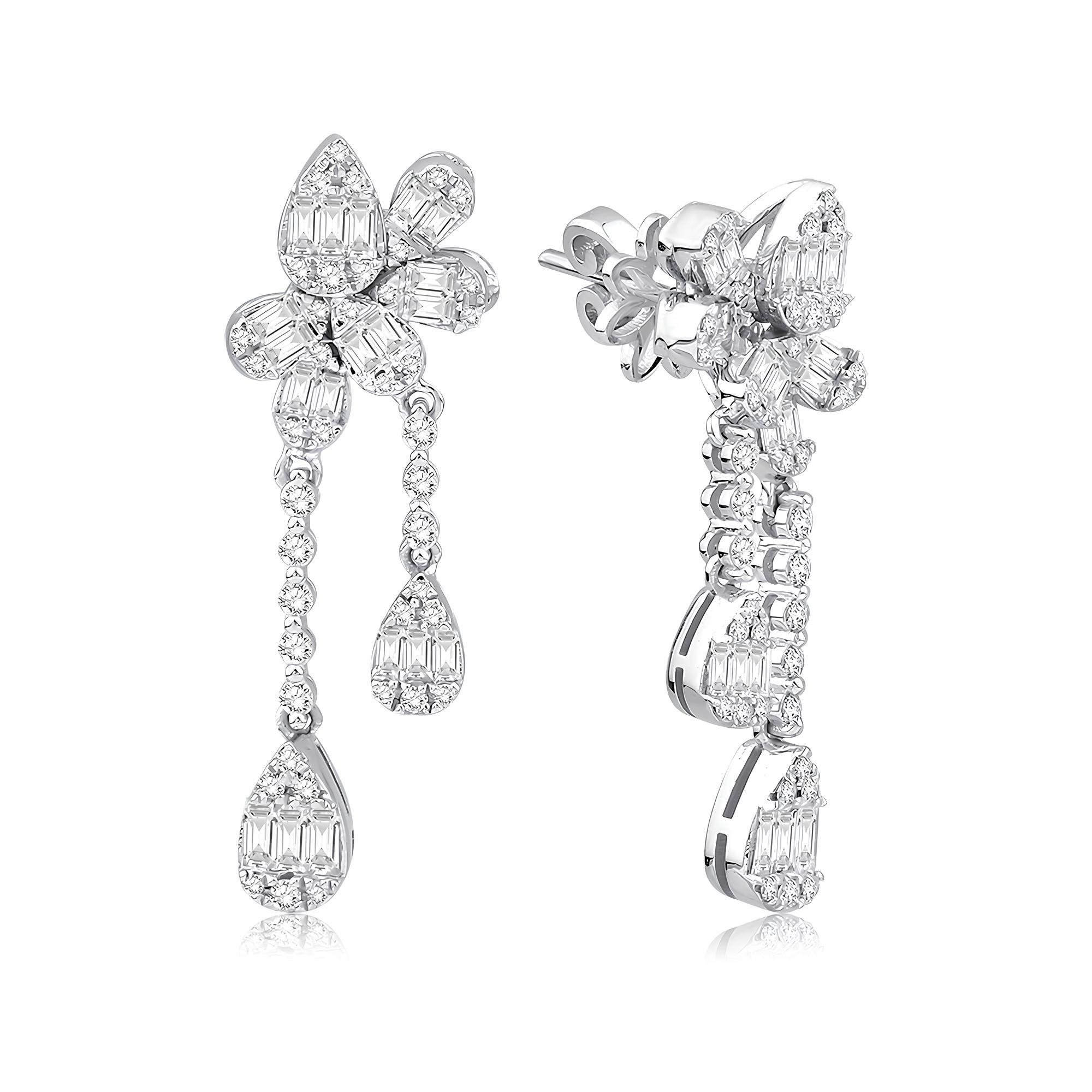 1.73 Karat Pırlanta Baget Küpe