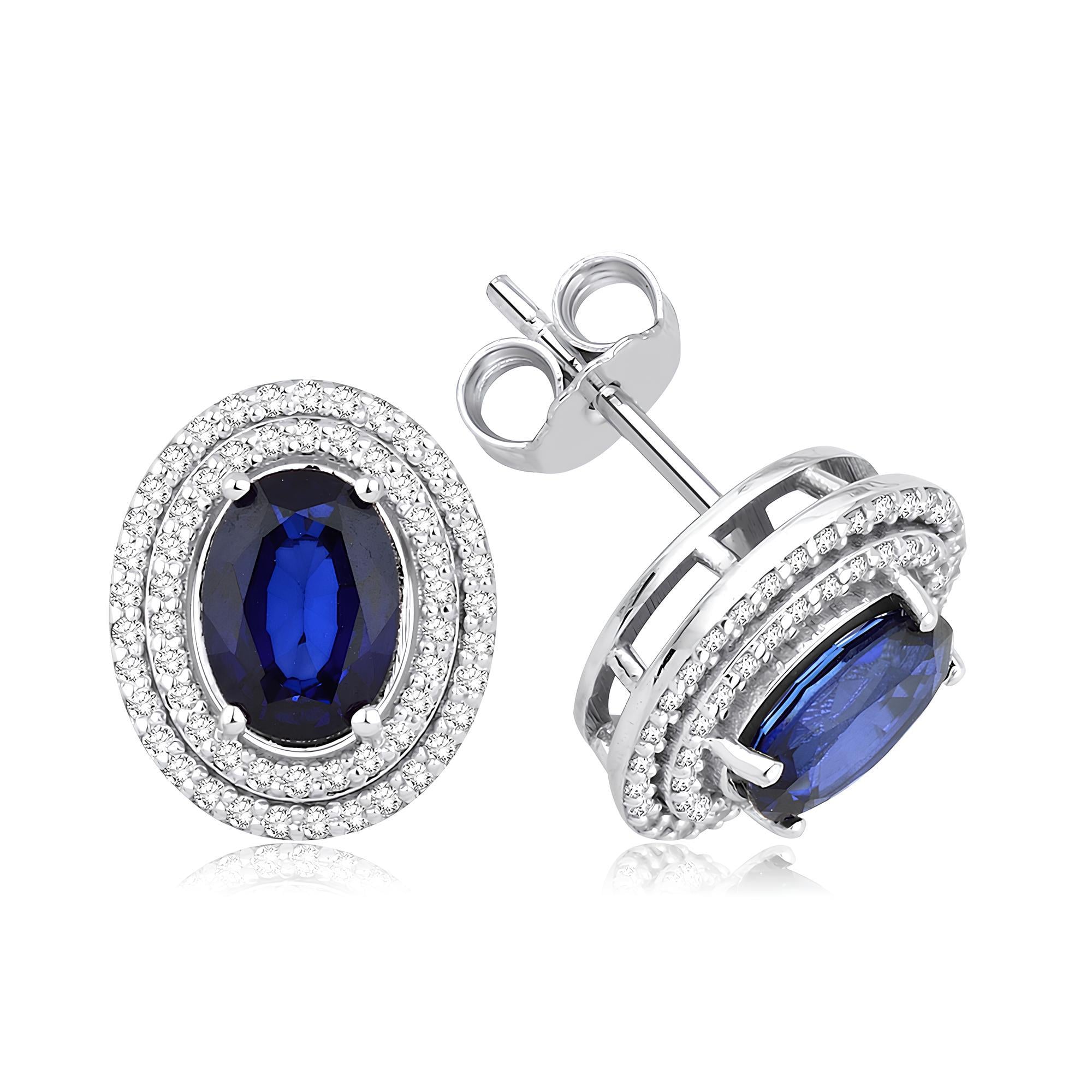 2.31 Karat Pırlanta Safir Küpe