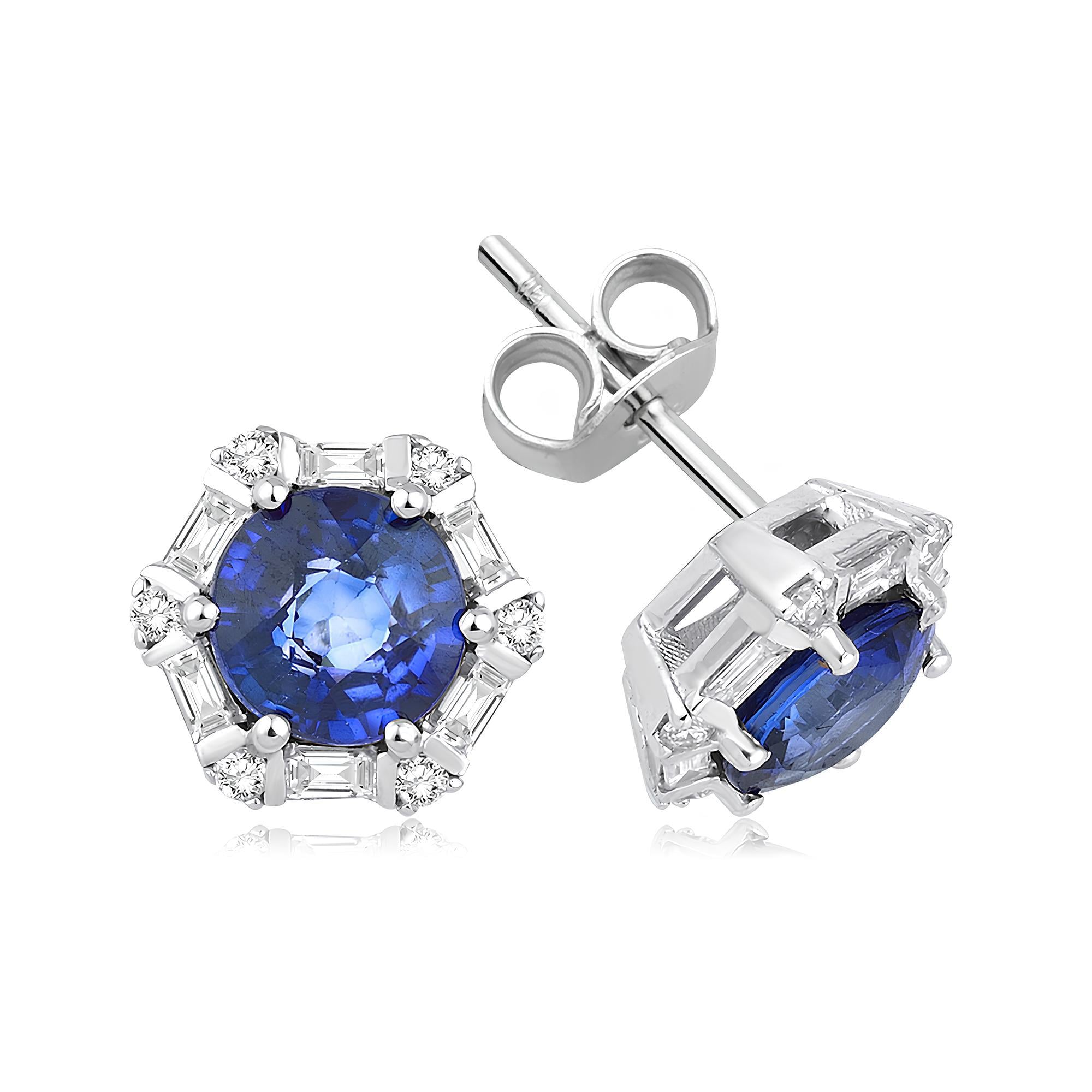 2.66 Karat Pırlanta Safir Küpe