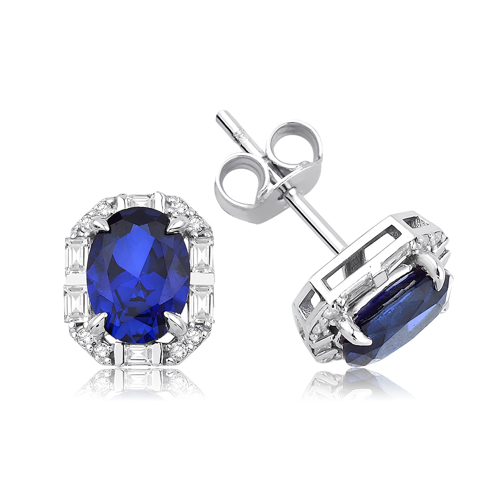 2.14 Karat Pırlanta Safir Küpe