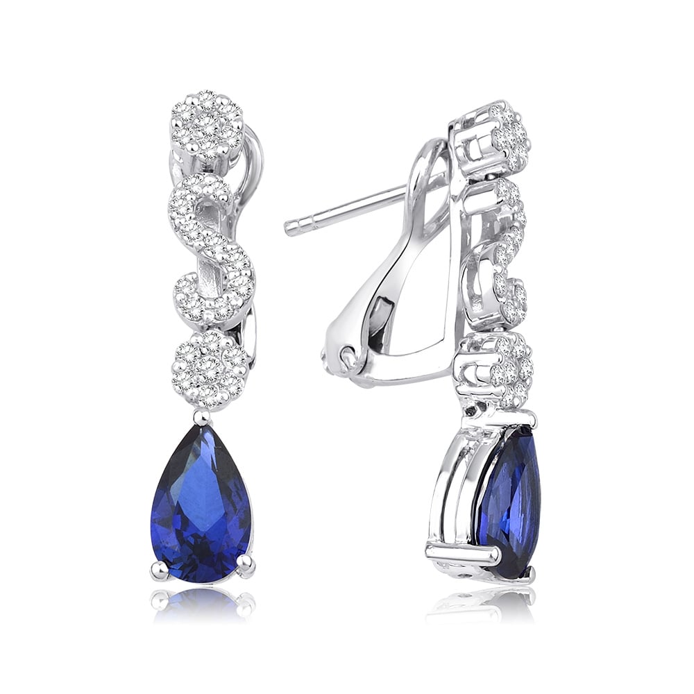 2.40 Karat Pırlanta Safir Küpe