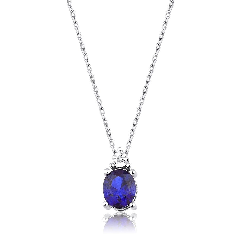 0.76 Karat Pırlanta Safir Kolye