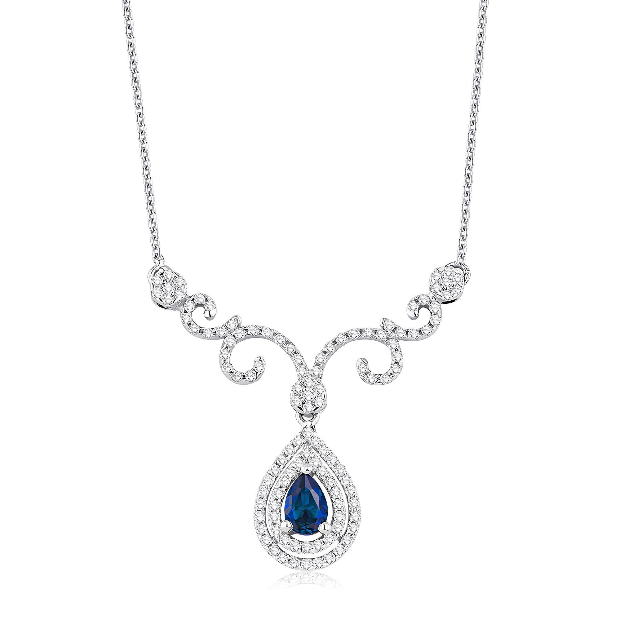 1.64 Karat Pırlanta Safir Kolye