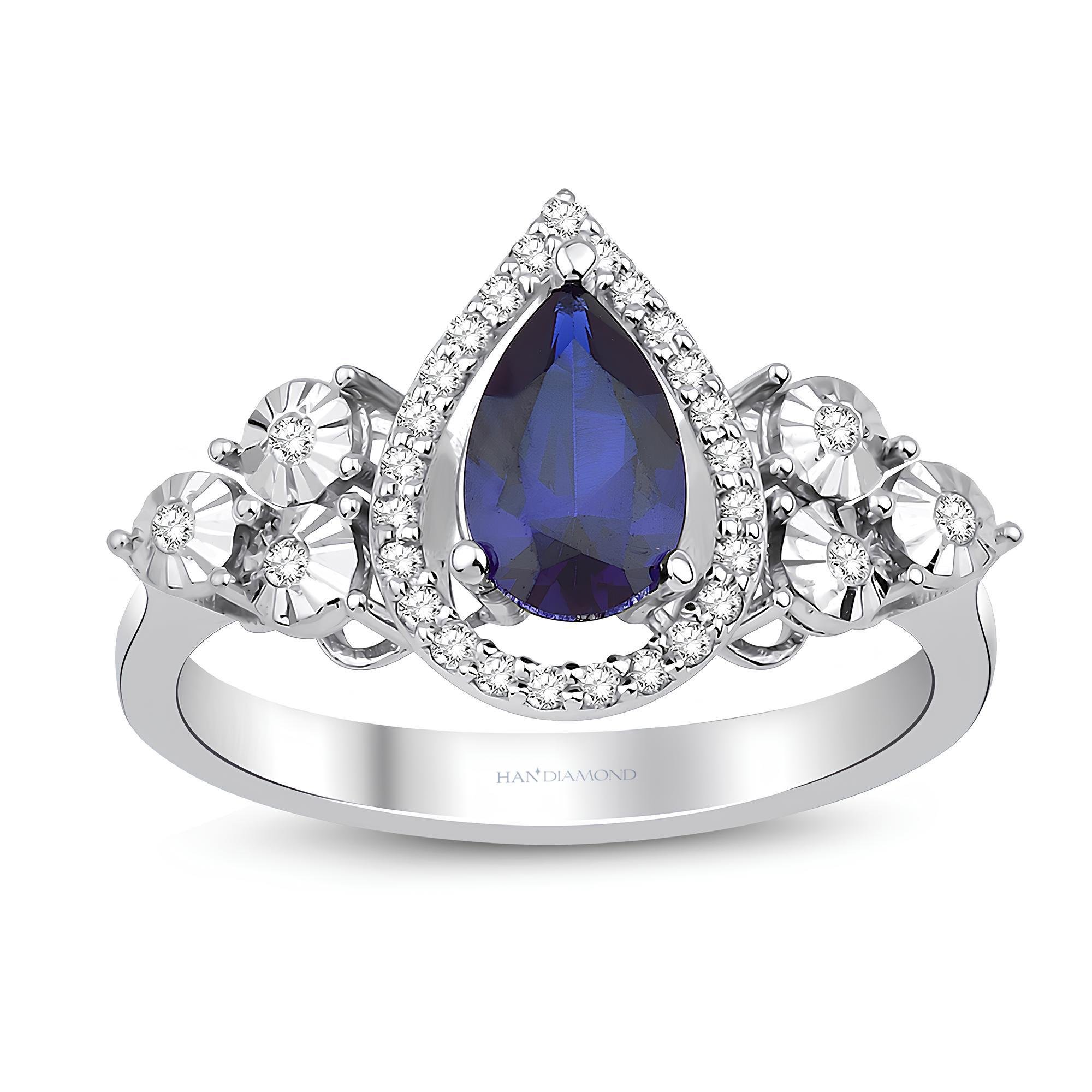 1.13 Karat Pırlanta Safir Yüzük