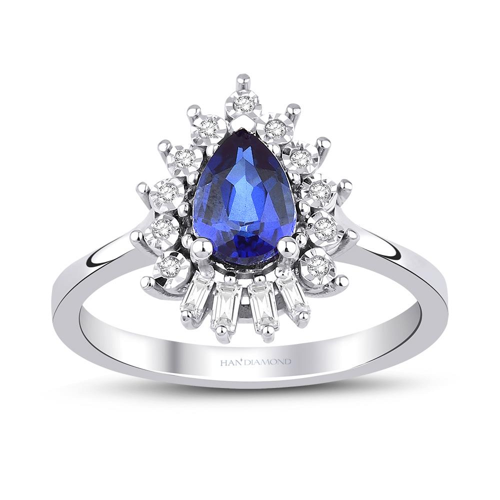1,12 Karat Pırlanta Safir Yüzük