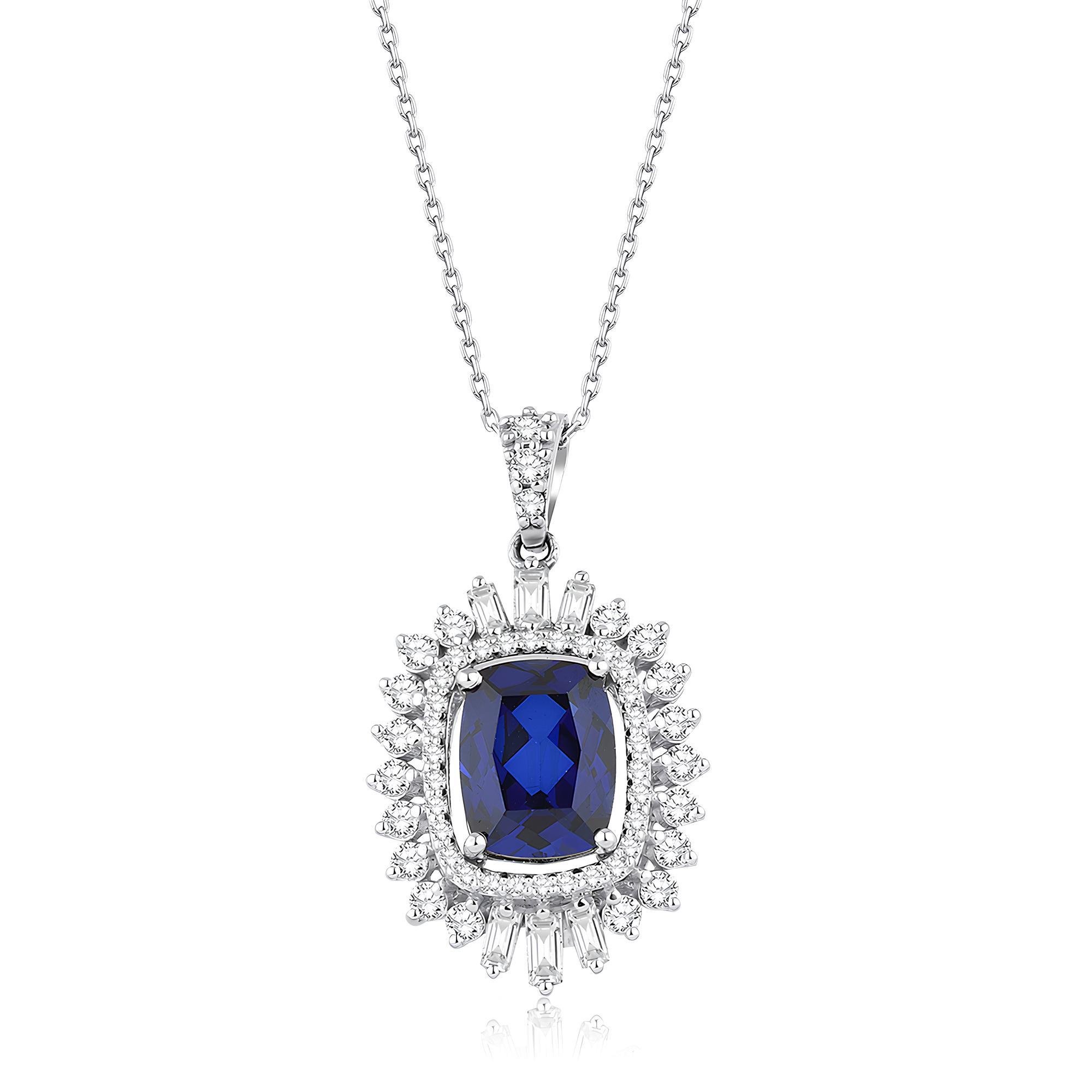 2.56 Karat Pırlanta Safir Kolye