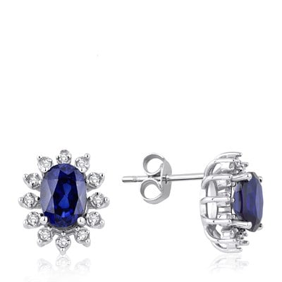 2.16 Karat Pırlanta Safir Küpe
