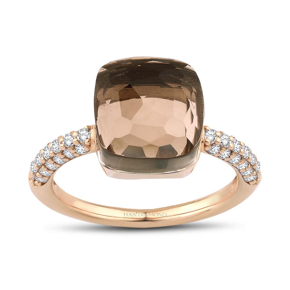 6.41 Karat Pırlanta Smoky Topaz Yüzük