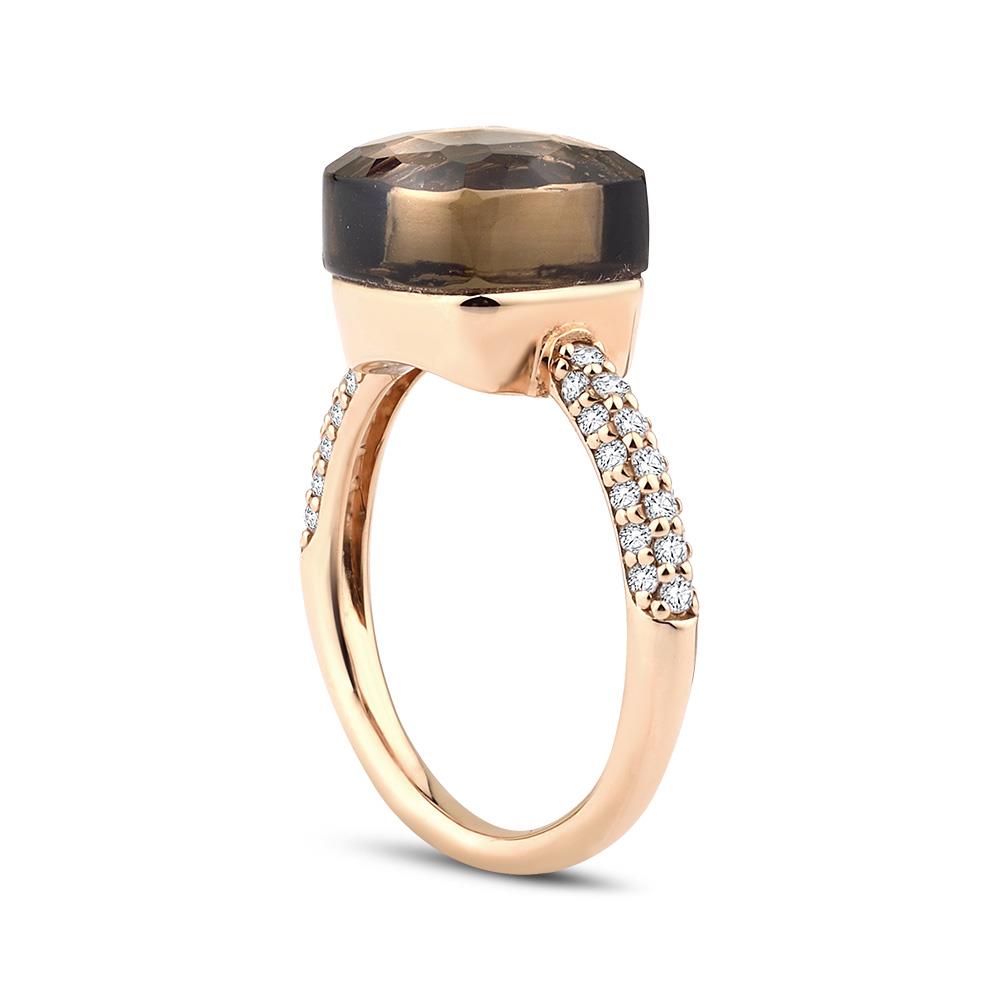 6.41 Karat Pırlanta Smoky Topaz Yüzük