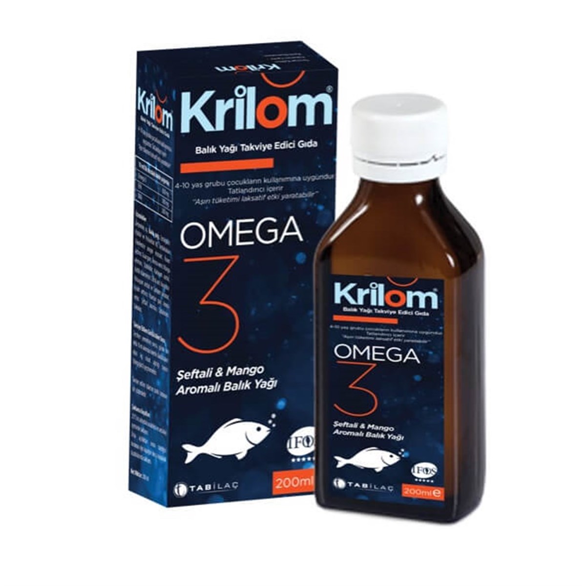  Krilom Omega 3 Mango ve Şeftali Aromalı Balık Yağı 200 ml