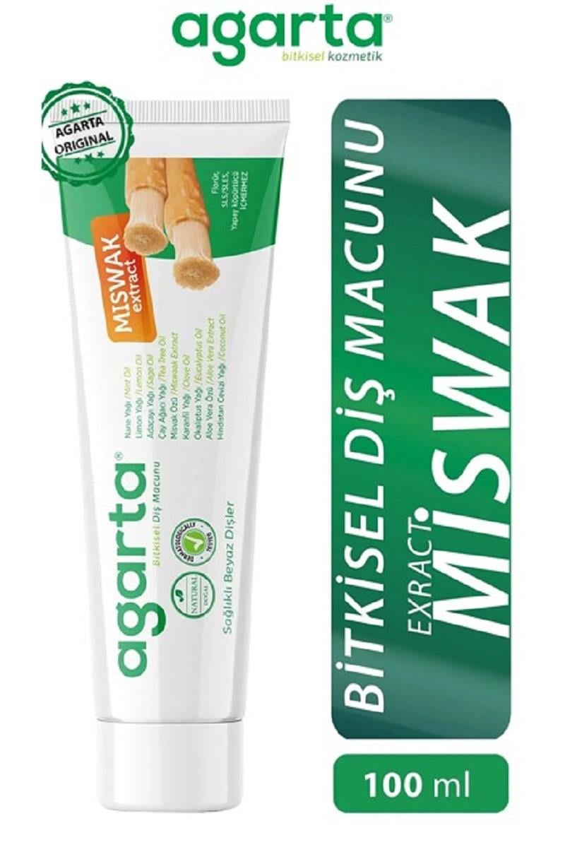 Agarta Agarta Bitkisel Diş Macunu Misvak Özlü Tüp 100 ml