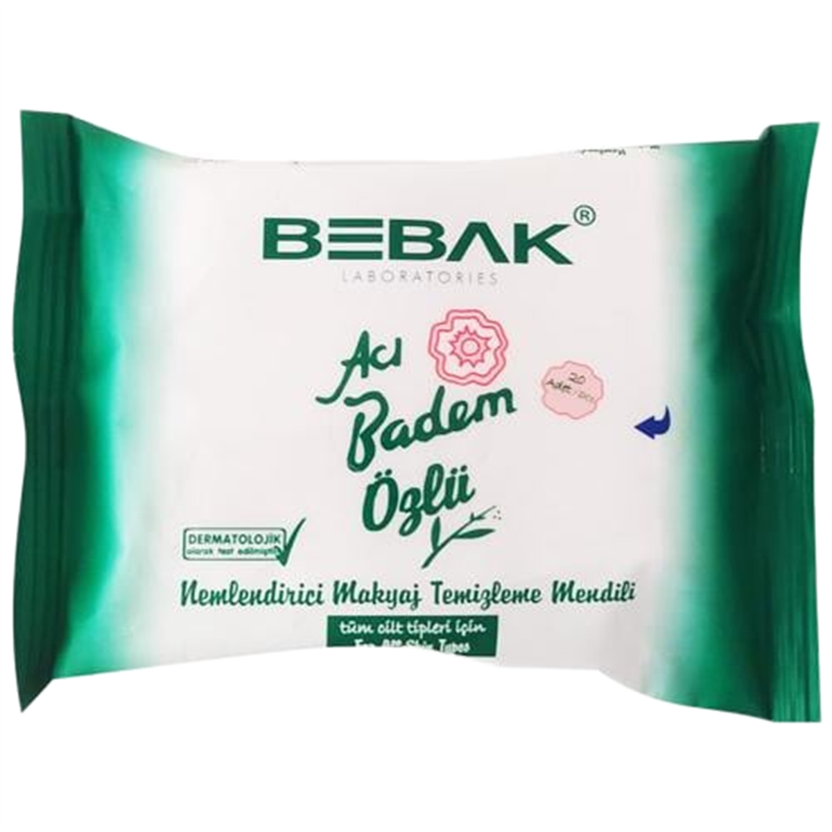 Bebak Bebak Acı Badem Sütlü Makyaj Temizleme Mendili 20'li