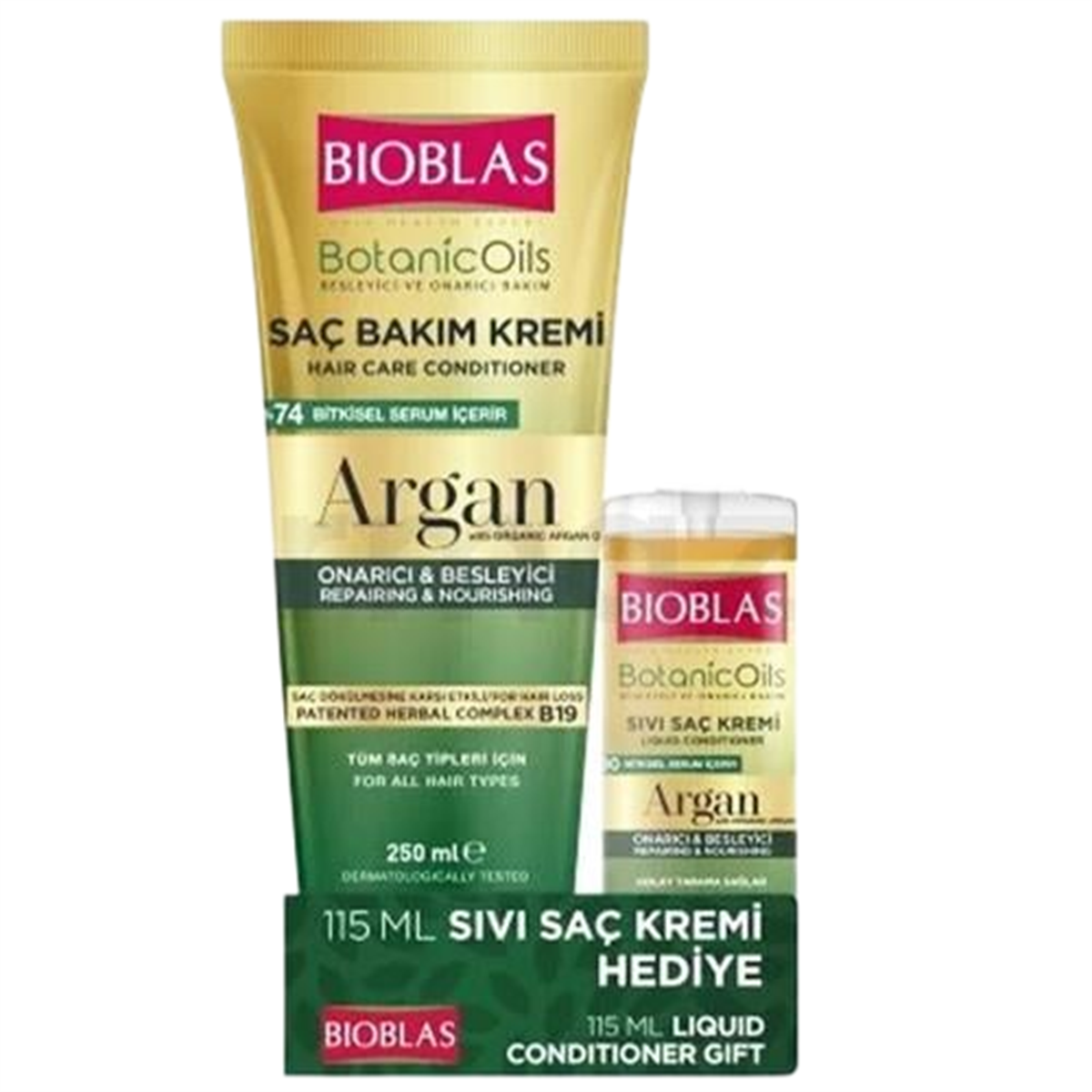 Bioblas Bioblas Argan Saç Bakım Kremi 250 ml + Sıvı Saç Kremi 115 ml Hediye