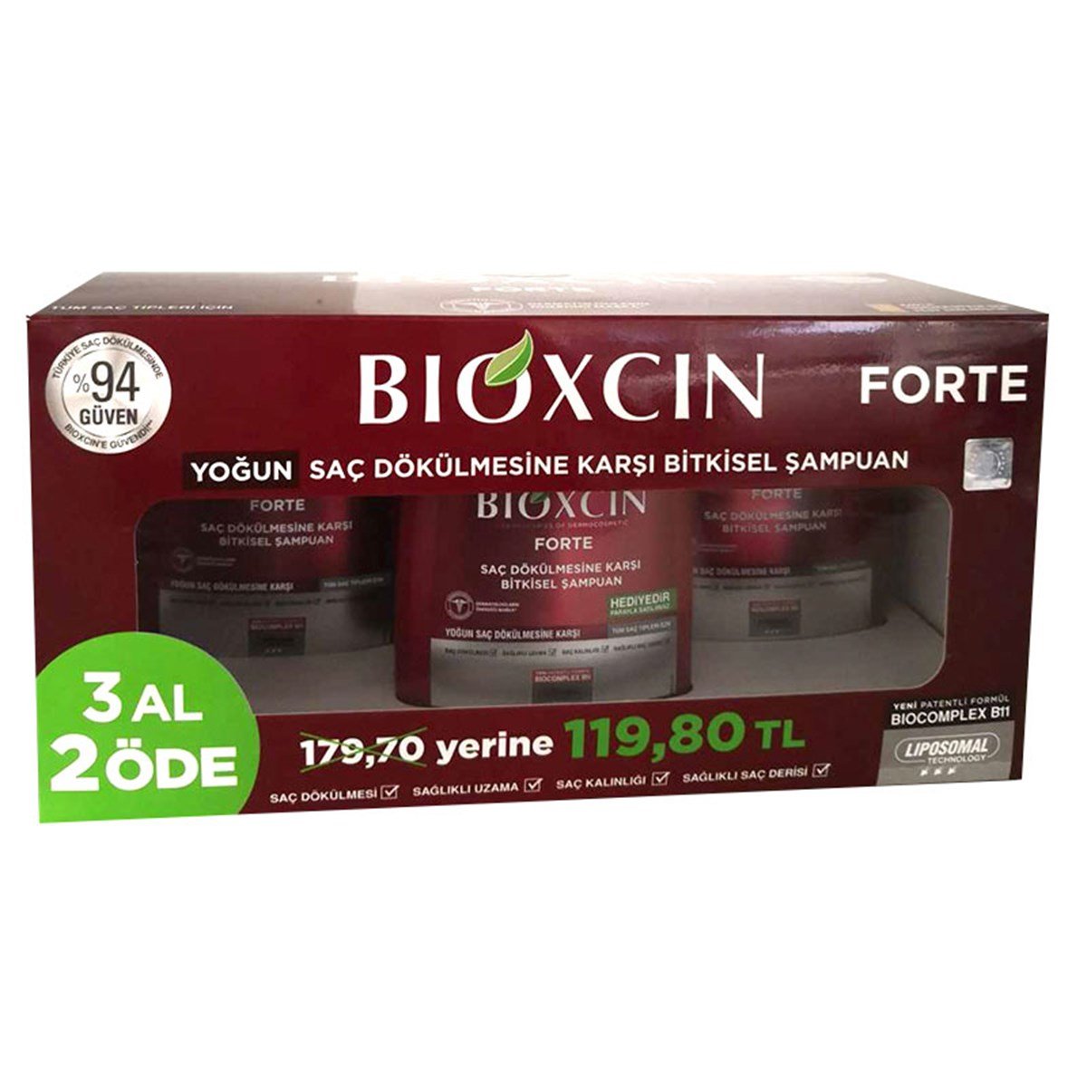 Bioxcin Forte Saç Dökülmesine Karşı Bakım Şampuanı 300 ml - 3 AL 2 ÖDE
