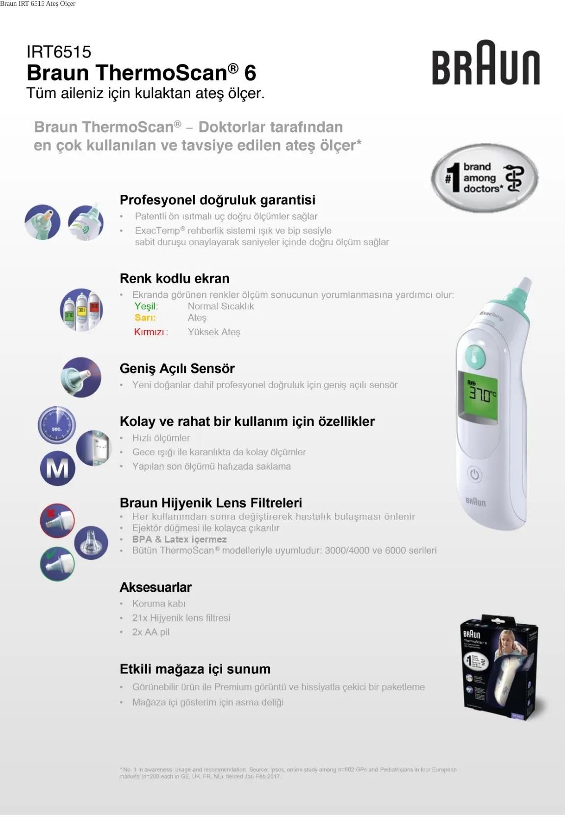 Braun Braun 6515 Thermoscan 6 Kulaktan Ateş Ölçer