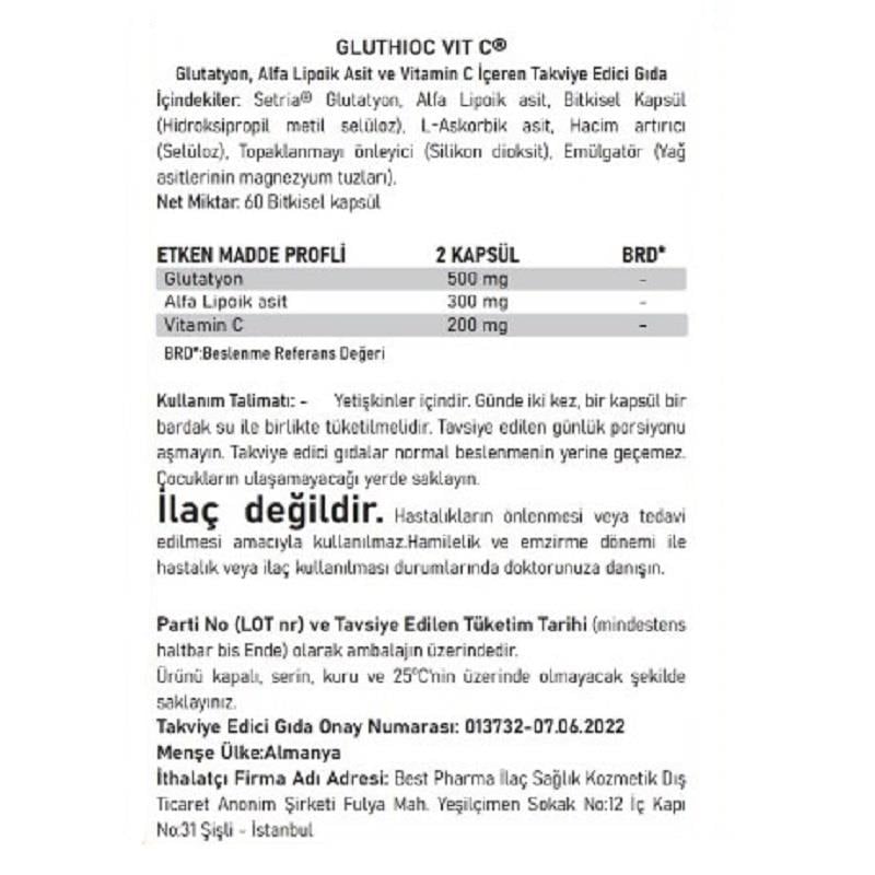 BST Supplement BST Supplement Gluthioc Vit C 60 Kapsül