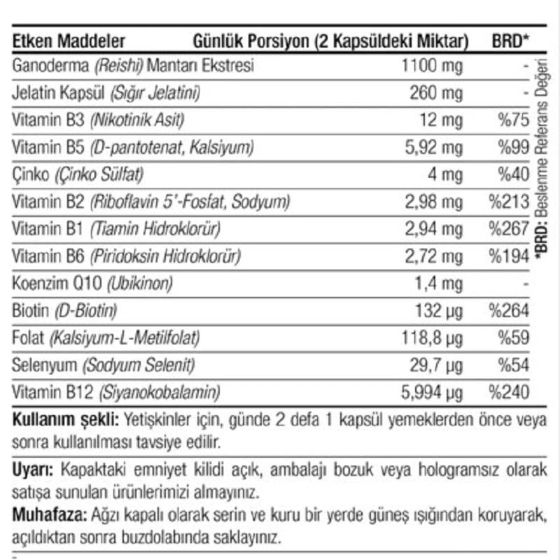 Canfeza Sezgin Canfeza Sezgin Imunfort Ganoderma Mantarı Ekstresi Vitamin B Karışımı 60 Kapsül