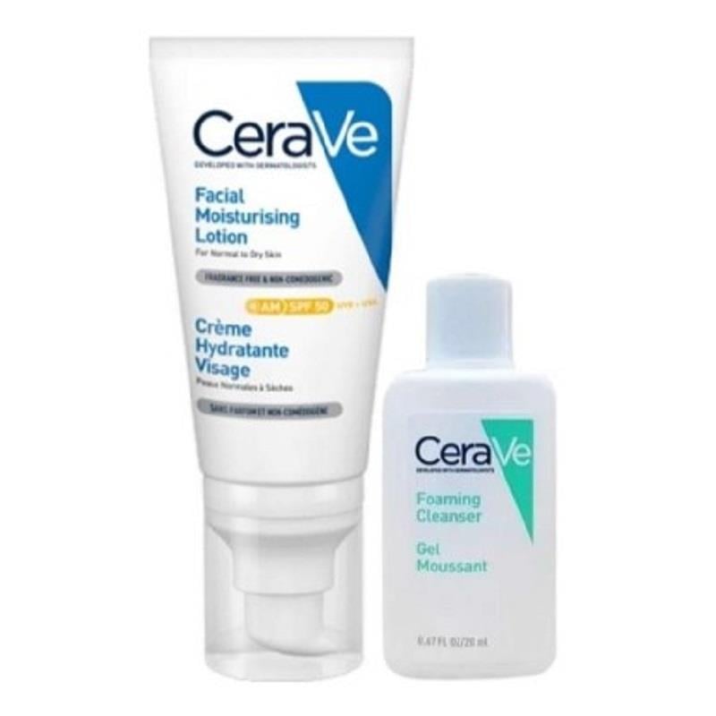 Cerave Cerave Güneş Korumalı Nemlendirici Yüz Kremi SPF50+ 52 ml + Foam Clean 20 ml