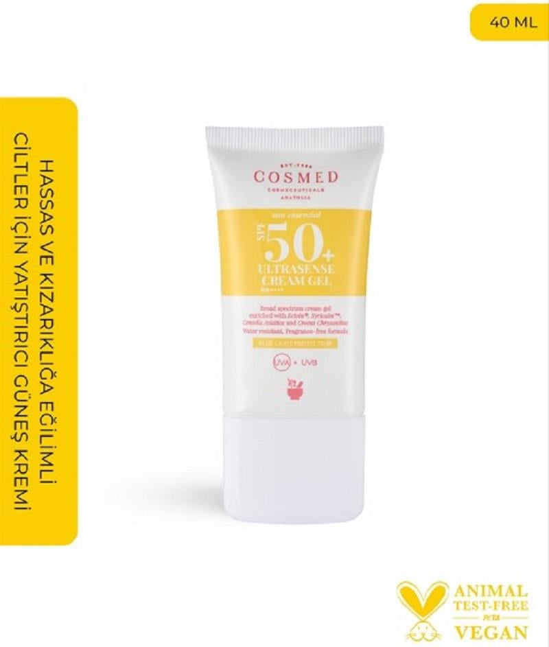 Cosmed Cosmed Sun Essential Ultrasense Cream Gel Hassas ve Kızarıklığa Eğilimli Ciltler İçin Yatıştırıcı Sakinleştirici Yüz Güneş Kremi - Yeni Nesil Filtreler 40 ml
