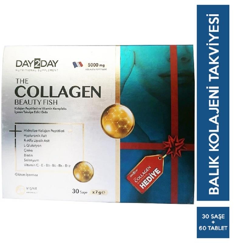Day2Day Day2Day The Collagen Beauty Fish 30 Saşe + The Collagen Beauty Elastin 500 mg 60 Tablet Hediye