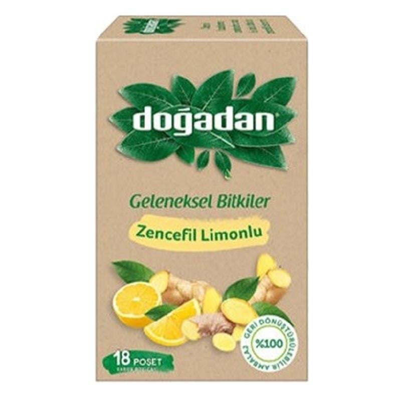 Doğadan Doğadan Geleneksel Bitkiler Zencefil Limonlu Bitki Çayı 18'li