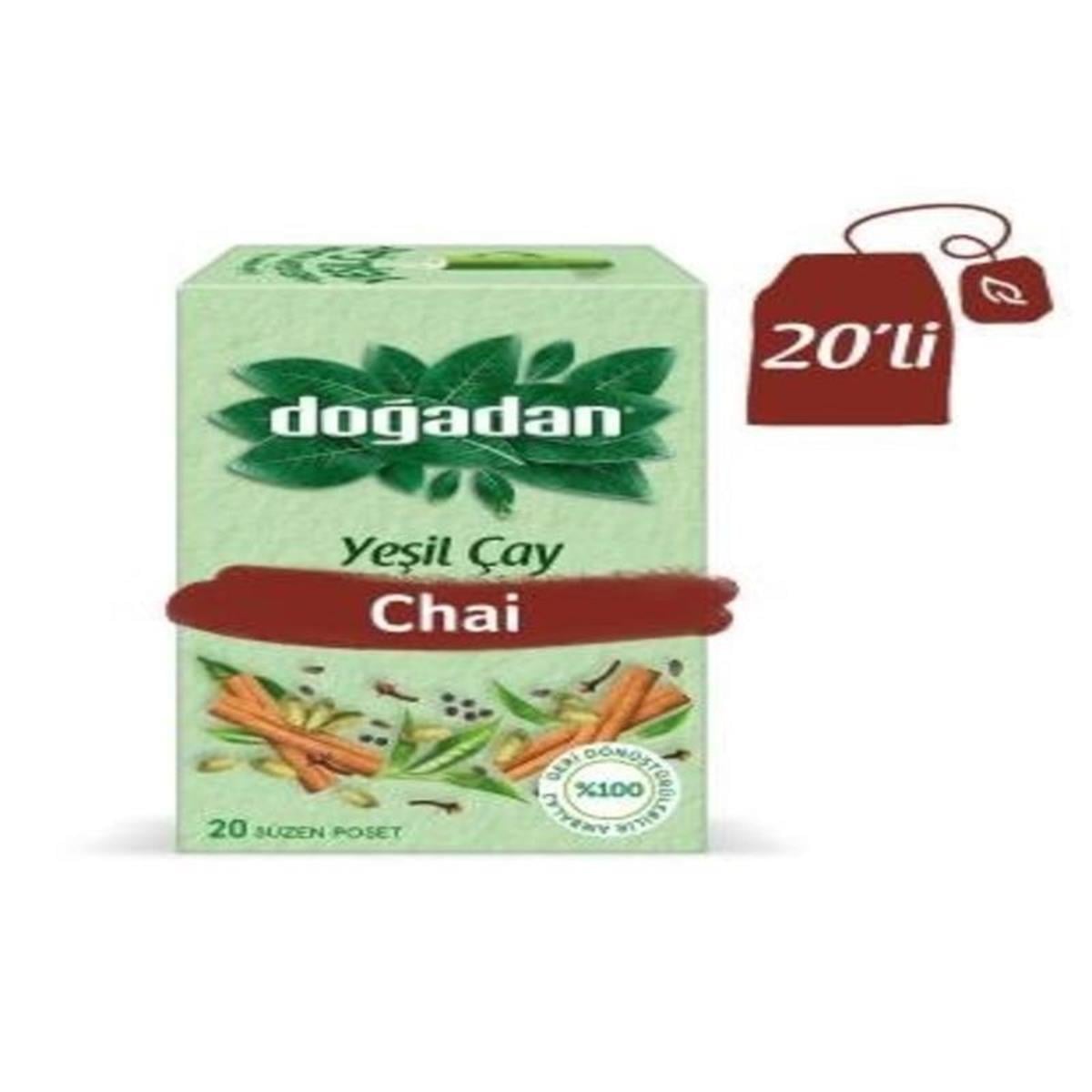Doğadan Doğadan Yeşil Çay Chai Çay 20'li