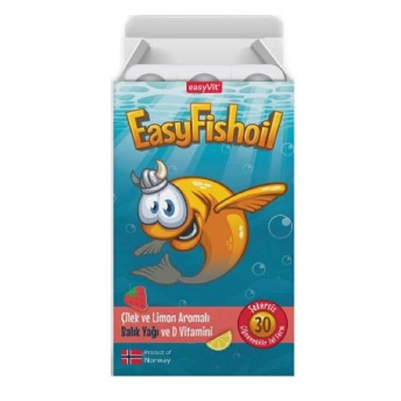 EasyFishoil EasyFishoil Çocuk Çilek ve Limon Aromalı 30 Çiğneme Tableti