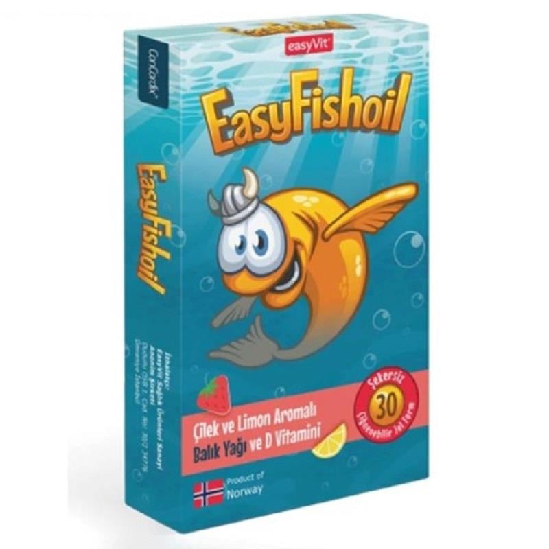 EasyFishoil EasyFishoil Çocuk Çilek ve Limon Aromalı 30 Çiğneme Tableti