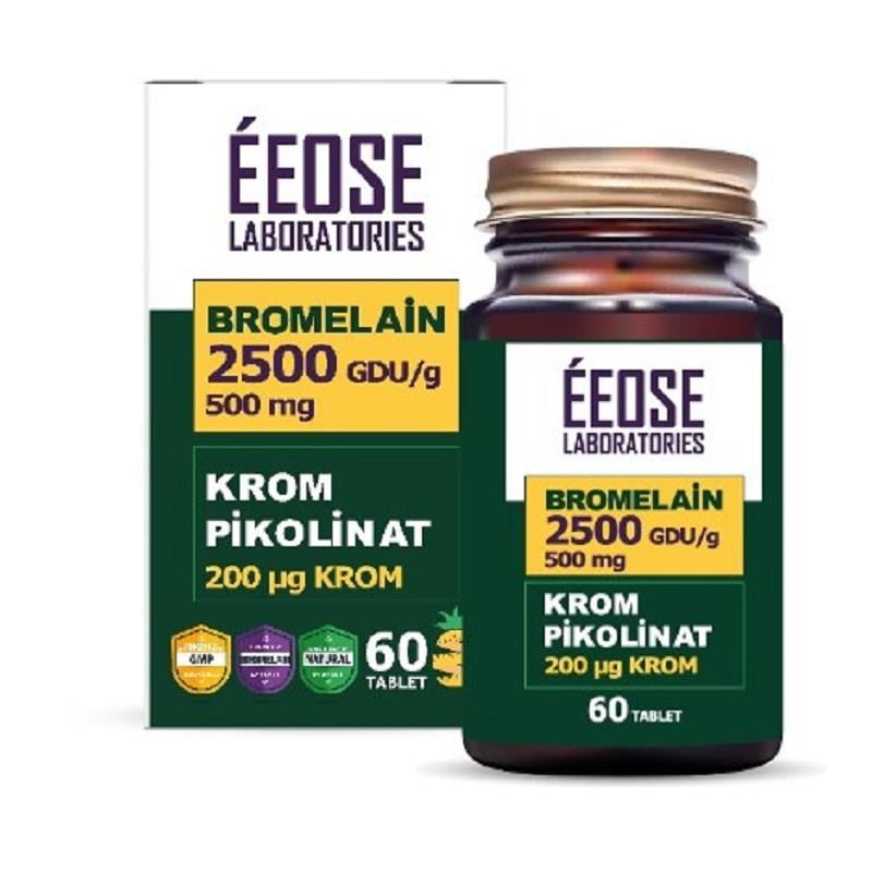 Eeose Eeose Bromelain 2500 GDU/g ve Krom Pikolinat 60 Tablet