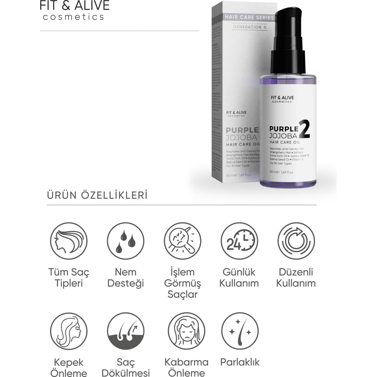 Fit & Alive Fit & Alive Purple Jojoba Hair Care Oil 50 ml