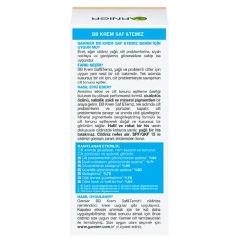 Garnier Garnier BB Krem Saf Temiz Yağlı Ciltler için Orta Ton 50 ml